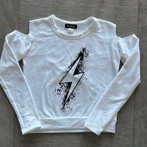 Miss Popular Cold Shoulder Bolt Sweatshirt